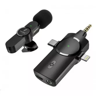 Viking bezdrátový mikrofon s klipem M360, konektor USB-C / Lightning / 3, 5 mm jack Viking bezdrátový mikrofon s klipem M360, konektor USB-C / Lightning / 3, 5 mm jack