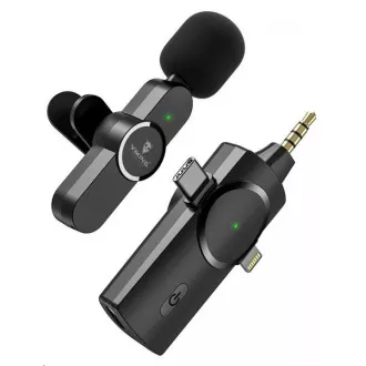 Viking bezdrátový mikrofon s klipem M360, konektor USB-C / Lightning / 3, 5 mm jack Viking bezdrátový mikrofon s klipem M360, konektor USB-C / Lightning / 3, 5 mm jack