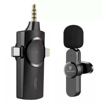 Viking bezdrátový mikrofon s klipem M360, konektor USB-C / Lightning / 3, 5 mm jack Viking bezdrátový mikrofon s klipem M360, konektor USB-C / Lightning / 3, 5 mm jack