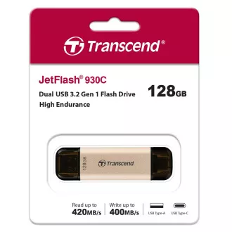 TRANSCEND Flash Disk 128GB JetFlash®930C, TLC, USB 3.2/USB Type C (R:420/W:400 MB/s) černý