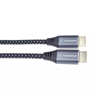 PREMIUMCORD Kabel HDMI 2.1 High Speed + Ethernet kabel 8K@60Hz, zlacené konektory, 1m