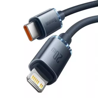 Baseus Crystal Shine Series nabíjecí, datový kabel USB-C Lightning 20W 1, 2m, černá