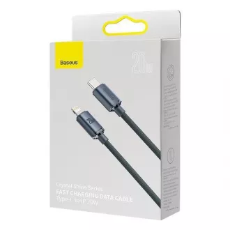 Baseus Crystal Shine Series nabíjecí, datový kabel USB-C Lightning 20W 1, 2m, černá