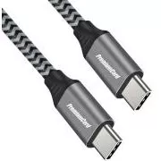 PREMIUMCORD Kabel USB-C M/M, 100W 20V/5A 480Mbps bavlněný oplet, 0, 5m