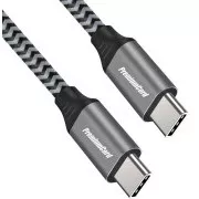 PREMIUMCORD Kabel USB-C M/M, 100W 20V/5A 480Mbps bavlněný oplet, 1, 5m