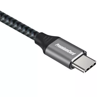 PREMIUMCORD Kabel USB-C M/M, 100W 20V/5A 480Mbps bavlněný oplet, 2m PREMIUMCORD Kabel USB-C M/M, 100W 20V/5A 480Mbps bavlněný oplet, 2m