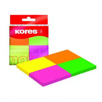 Bloček samolepící 40x50mm 4 neon barvy 4x50 listů Kores Bloček samolepící 40x50mm 4 neon barvy 4x50 listů Kores