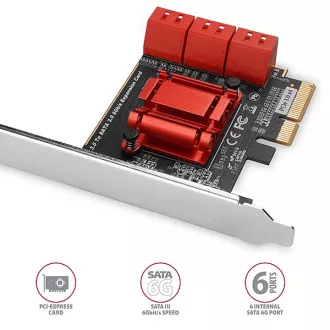 AXAGON PCES-SA6, PCIe řadič - 6x interní SATA 6G port, ASM1166, SP & LP AXAGON PCES-SA6, PCIe řadič - 6x interní SATA 6G port, ASM1166, SP & LP