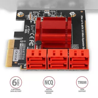 AXAGON PCES-SA6, PCIe řadič - 6x interní SATA 6G port, ASM1166, SP & LP AXAGON PCES-SA6, PCIe řadič - 6x interní SATA 6G port, ASM1166, SP & LP