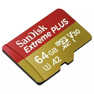 SanDisk micro SDXC karta 64GB Extreme PLUS (200 MB/s Class 10, UHS-I U3 V30) + adaptér SanDisk micro SDXC karta 64GB Extreme PLUS (200 MB/s Class 10, UHS-I U3 V30) + adaptér