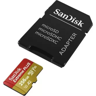 SanDisk micro SDXC karta 256GB Extreme PLUS (200 MB/s Class 10, UHS-I U3 V30) + adaptér SanDisk micro SDXC karta 256GB Extreme PLUS (200 MB/s Class 10, UHS-I U3 V30) + adaptér
