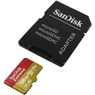 SanDisk micro SDXC karta 128GB Extreme Action Cams and Drones (190 MB/s Class 10, UHS-I U3 V30) + adaptér SanDisk micro SDXC karta 128GB Extreme Action Cams and Drones (190 MB/s Class 10, UHS-I U3 V30) + adaptér