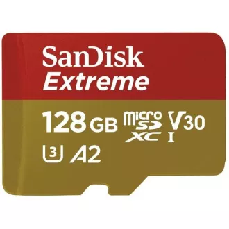 SanDisk micro SDXC karta 128GB Extreme Action Cams and Drones (190 MB/s Class 10, UHS-I U3 V30) + adaptér SanDisk micro SDXC karta 128GB Extreme Action Cams and Drones (190 MB/s Class 10, UHS-I U3 V30) + adaptér