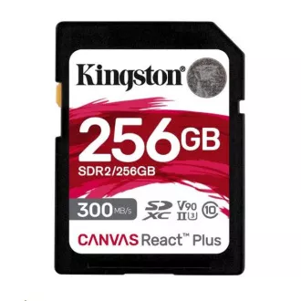 Kingston SDXC karta 256GB Canvas React Plus SDXC UHS-II 300R/260W U3 V90 for Full HD/4K/8K Kingston SDXC karta 256GB Canvas React Plus SDXC UHS-II 300R/260W U3 V90 for Full HD/4K/8K
