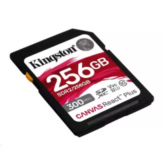 Kingston SDXC karta 256GB Canvas React Plus SDXC UHS-II 300R/260W U3 V90 for Full HD/4K/8K Kingston SDXC karta 256GB Canvas React Plus SDXC UHS-II 300R/260W U3 V90 for Full HD/4K/8K