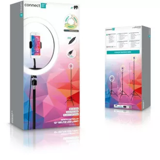 CONNECT IT Selfie12Ring kruhové 12" LED světlo + stativ 2, 1 m
