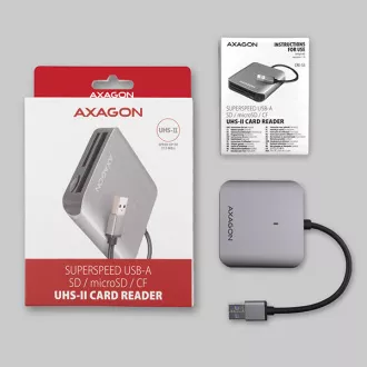 AXAGON CRE-S3, USB-A 3.2 Gen 1 - SUPERSPEED čtečka karet, 3-slot & lun SD/microSD/CF, podpora UHS-II AXAGON CRE-S3, USB-A 3.2 Gen 1 - SUPERSPEED čtečka karet, 3-slot & lun SD/microSD/CF, podpora UHS-II