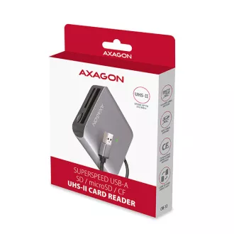 AXAGON CRE-S3, USB-A 3.2 Gen 1 - SUPERSPEED čtečka karet, 3-slot & lun SD/microSD/CF, podpora UHS-II AXAGON CRE-S3, USB-A 3.2 Gen 1 - SUPERSPEED čtečka karet, 3-slot & lun SD/microSD/CF, podpora UHS-II