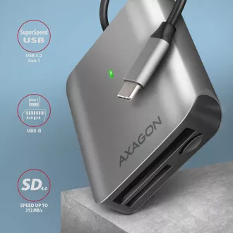 AXAGON CRE-S3C, USB-C 3.2 Gen 1 - SUPERSPEED čtečka karet, 3-slot & lun SD/microSD/CF, podpora UHS-II AXAGON CRE-S3C, USB-C 3.2 Gen 1 - SUPERSPEED čtečka karet, 3-slot & lun SD/microSD/CF, podpora UHS-II