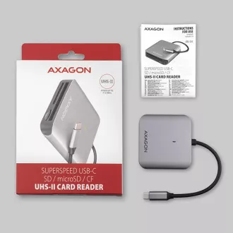 AXAGON CRE-S3C, USB-C 3.2 Gen 1 - SUPERSPEED čtečka karet, 3-slot & lun SD/microSD/CF, podpora UHS-II AXAGON CRE-S3C, USB-C 3.2 Gen 1 - SUPERSPEED čtečka karet, 3-slot & lun SD/microSD/CF, podpora UHS-II