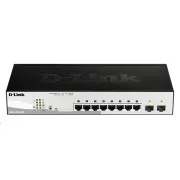 D-Link DGS-1210-08P 10-port Gigabit Smart PoE Switch, 8x GbE PoE+, 2x SFP, PoE 65W, fanless