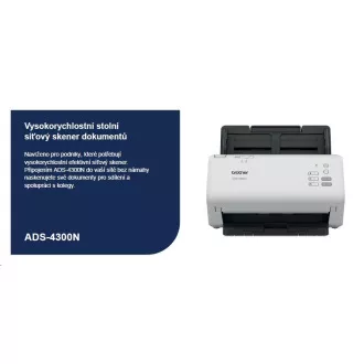 BROTHER skener ADS-4300N DUALSKEN A4 40ppm/80dual 600x600 60ADF USB LAN
