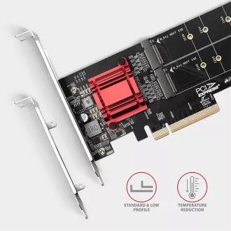 AXAGON PCEM2-ND, PCIe x8 řadič - 2x M.2 NVMe M-key slot, RAID, podpora desek bez bifurkace, vč. LP AXAGON PCEM2-ND, PCIe x8 řadič - 2x M.2 NVMe M-key slot, RAID, podpora desek bez bifurkace, vč. LP