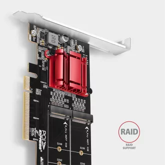 AXAGON PCEM2-ND, PCIe x8 řadič - 2x M.2 NVMe M-key slot, RAID, podpora desek bez bifurkace, vč. LP AXAGON PCEM2-ND, PCIe x8 řadič - 2x M.2 NVMe M-key slot, RAID, podpora desek bez bifurkace, vč. LP