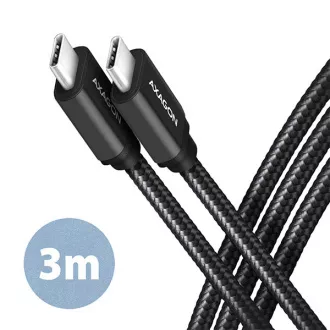 AXAGON BUCM3-CM30AB, SPEED kabel USB-C <-> USB-C, 3m, USB 3.2 Gen 1, PD 60W 3A, ALU, oplet, černý AXAGON BUCM3-CM30AB, SPEED kabel USB-C <-> USB-C, 3m, USB 3.2 Gen 1, PD 60W 3A, ALU, oplet, černý