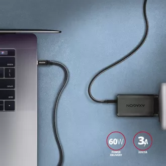 AXAGON BUCM3-CM30AB, SPEED kabel USB-C <-> USB-C, 3m, USB 3.2 Gen 1, PD 60W 3A, ALU, oplet, černý AXAGON BUCM3-CM30AB, SPEED kabel USB-C <-> USB-C, 3m, USB 3.2 Gen 1, PD 60W 3A, ALU, oplet, černý