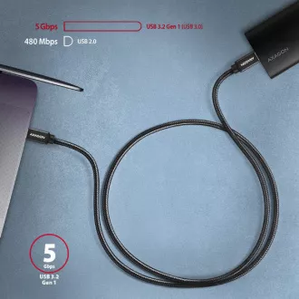 AXAGON BUCM3-CM30AB, SPEED kabel USB-C <-> USB-C, 3m, USB 3.2 Gen 1, PD 60W 3A, ALU, oplet, černý AXAGON BUCM3-CM30AB, SPEED kabel USB-C <-> USB-C, 3m, USB 3.2 Gen 1, PD 60W 3A, ALU, oplet, černý