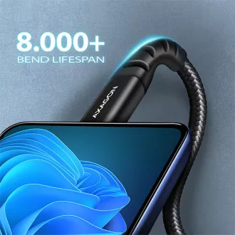 AXAGON BUCM-CM20AB, HQ kabel USB-C <-> USB-C, 2m, USB 2.0, PD 60W 3A, ALU, oplet, černý AXAGON BUCM-CM20AB, HQ kabel USB-C <-> USB-C, 2m, USB 2.0, PD 60W 3A, ALU, oplet, černý
