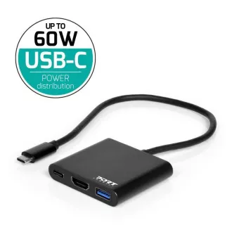 PORT HUB USB-C, HDMI 1X 4K + USB-A + USB-C, černá PORT HUB USB-C, HDMI 1X 4K + USB-A + USB-C, černá