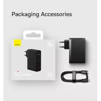 Baseus GaN5 Pro rychlonabíjecí adaptér 2x USB-C + USB-A 140W černá
