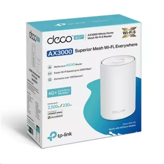 TP-Link Deco X50-4G (1-pack) WiFi6 Mesh (AX3000, 2, 4GHz/5GHz, 3xGbELAN/WAN, 4G LTE. 1xnanoSIM) TP-Link Deco X50-4G (1-pack) WiFi6 Mesh (AX3000, 2, 4GHz/5GHz, 3xGbELAN/WAN, 4G LTE. 1xnanoSIM)
