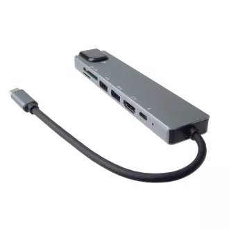 PremiumCord Adaptér USB-C na HDMI + USB3.0 + USB2.0 + PD + SD/TF + RJ45 PremiumCord Adaptér USB-C na HDMI + USB3.0 + USB2.0 + PD + SD/TF + RJ45