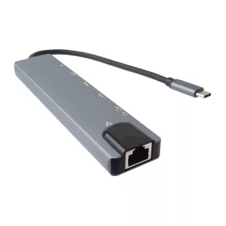 PremiumCord Adaptér USB-C na HDMI + USB3.0 + USB2.0 + PD + SD/TF + RJ45 PremiumCord Adaptér USB-C na HDMI + USB3.0 + USB2.0 + PD + SD/TF + RJ45