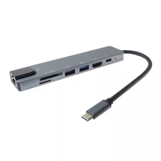 PremiumCord Adaptér USB-C na HDMI + USB3.0 + USB2.0 + PD + SD/TF + RJ45 PremiumCord Adaptér USB-C na HDMI + USB3.0 + USB2.0 + PD + SD/TF + RJ45