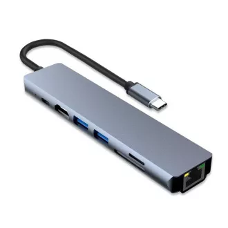 PremiumCord Adaptér USB-C na HDMI + USB3.0 + USB2.0 + PD + SD/TF + RJ45 PremiumCord Adaptér USB-C na HDMI + USB3.0 + USB2.0 + PD + SD/TF + RJ45