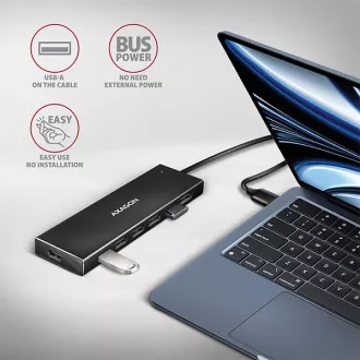 AXAGON HUE-F7A, 7x USB 3.2 Gen 1 ALU FLAT CHARGING hub, micro USB napájecí konektor, kabel USB-A 1m AXAGON HUE-F7A, 7x USB 3.2 Gen 1 ALU FLAT CHARGING hub, micro USB napájecí konektor, kabel USB-A 1m