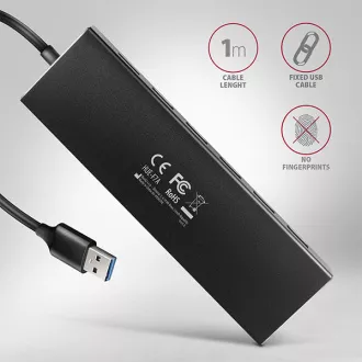 AXAGON HUE-F7A, 7x USB 3.2 Gen 1 ALU FLAT CHARGING hub, micro USB napájecí konektor, kabel USB-A 1m AXAGON HUE-F7A, 7x USB 3.2 Gen 1 ALU FLAT CHARGING hub, micro USB napájecí konektor, kabel USB-A 1m