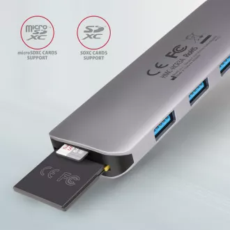 AXAGON HMC-HCR3A, USB 3.2 Gen 1 hub, porty 3x USB-A, HDMI 4k/30Hz, SD/microSD, kabel USB-C 20cm AXAGON HMC-HCR3A, USB 3.2 Gen 1 hub, porty 3x USB-A, HDMI 4k/30Hz, SD/microSD, kabel USB-C 20cm