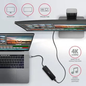 AXAGON HMC-6H4A, USB 3.2 Gen 1 hub, porty 4x USB-A, HDMI 4k/30Hz, PD 100W, kabel USB-C 20cm AXAGON HMC-6H4A, USB 3.2 Gen 1 hub, porty 4x USB-A, HDMI 4k/30Hz, PD 100W, kabel USB-C 20cm