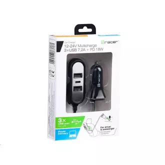 TRACER nabíječka do auta 12-24V Multicharge 3xUSB 7, 2A + PD 18W TRACER nabíječka do auta 12-24V Multicharge 3xUSB 7, 2A + PD 18W