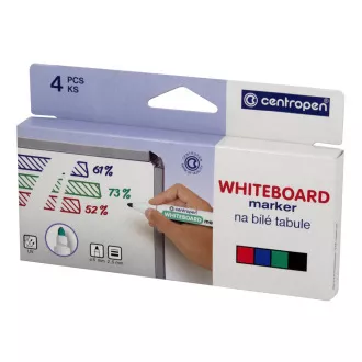 Značkovač Centropen 8559/4 na bílé tabule 4 barvy válcový hrot 2,5mm Značkovač Centropen 8559/4 na bílé tabule 4 barvy válcový hrot 2,5mm
