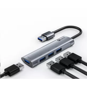 C-TECH UHB-U3-AL, USB Hub, 4x USB 3.2 Gen 1, hliníkové tělo