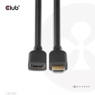 Club3D prodlužovací Ultra rychlý HDMI kabel, 4K120Hz, 8K60Hz, 48Gbps, M/F, 1m, 30 AWG Club3D prodlužovací Ultra rychlý HDMI kabel, 4K120Hz, 8K60Hz, 48Gbps, M/F, 1m, 30 AWG