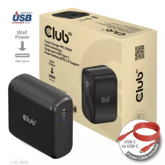 Club3D cestovní nabíječka 100W GAN technologie, USB-IF TID certified, USB Type-C, Power Delivery(PD) 3.0 Support Club3D cestovní nabíječka 100W GAN technologie, USB-IF TID certified, USB Type-C, Power Delivery(PD) 3.0 Support