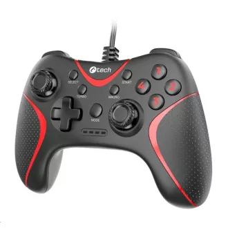 C-TECH gamepad Theon pro PC/PS3, 2 programovatelná makro tlačítka, 2x analog, X-input, vibrační, 1, 8m kab C-TECH gamepad Theon pro PC/PS3, 2 programovatelná makro tlačítka, 2x analog, X-input, vibrační, 1, 8m kab