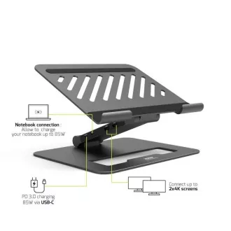 PORT dokovací stanice s natavitelným stojanem na notebook až pro 7 periferií přes USB-C, černá